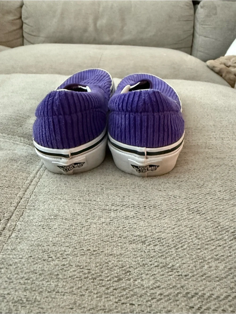 Vans Purple Corduroy Slip-On Sneakers with White Trim - Picture 2 of 4